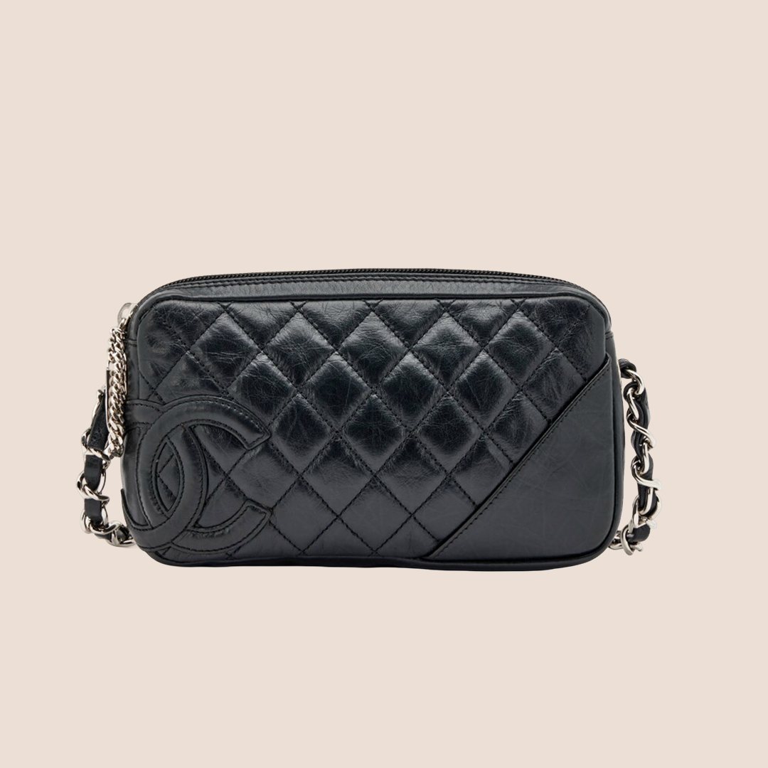 CHANEL 2005 COTTON CLUB BLACK QUILTED LEATHER SHOULDER BAG