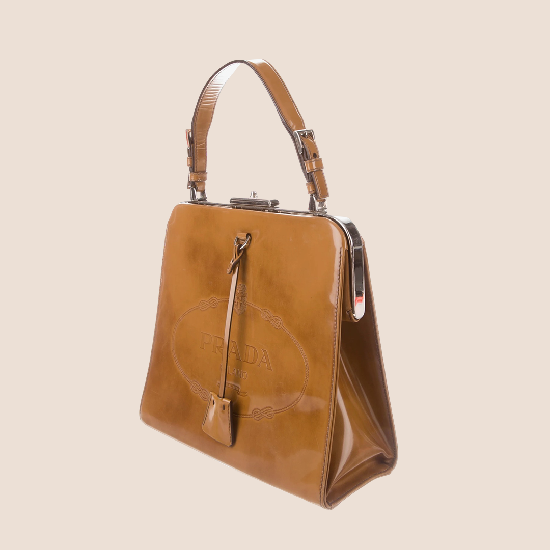 PRADA 2005 TAN LEATHER SPAZZOLATO HANDBAG