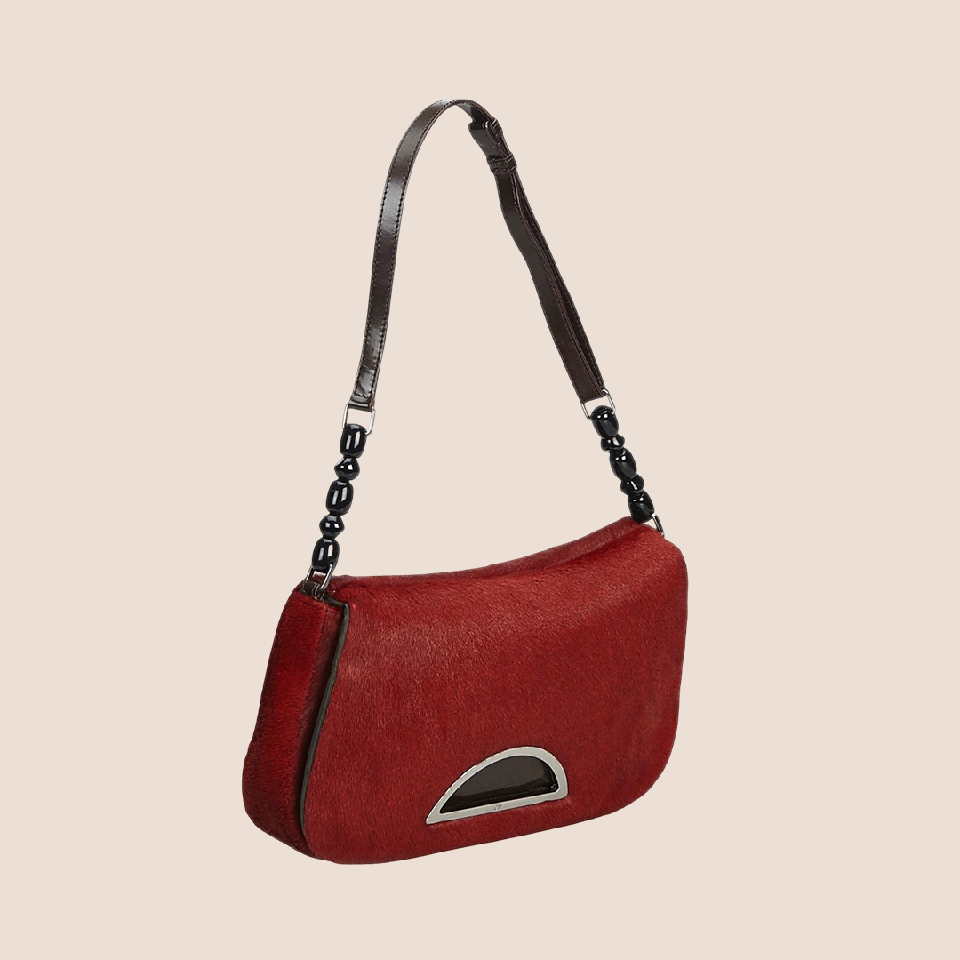CHRISTIAN DIOR 2004 RED PONY HAIR MALICE BAG