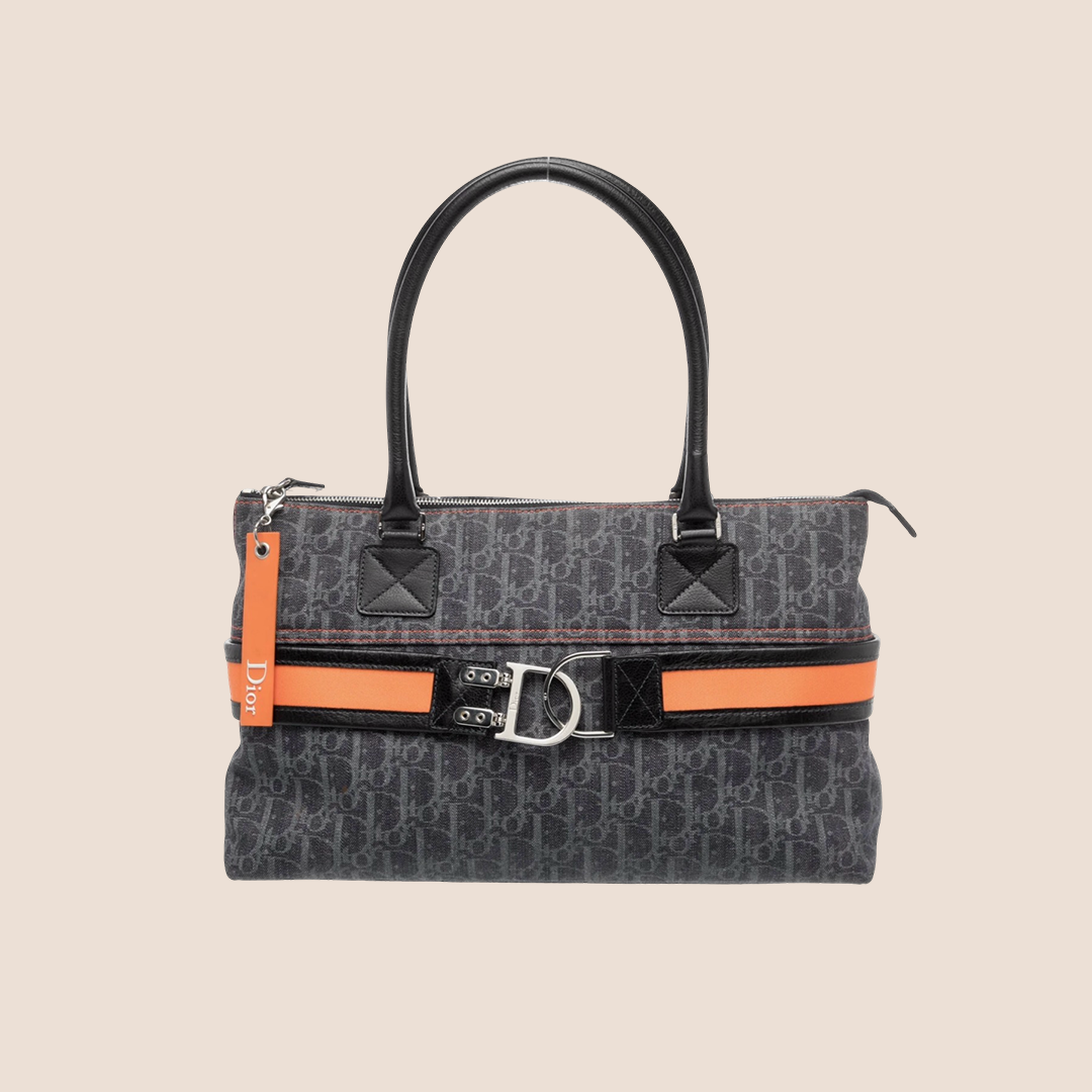 CHRISTIAN DIOR 2005 FLIGHT DENIM TROTTER TOTE BAG