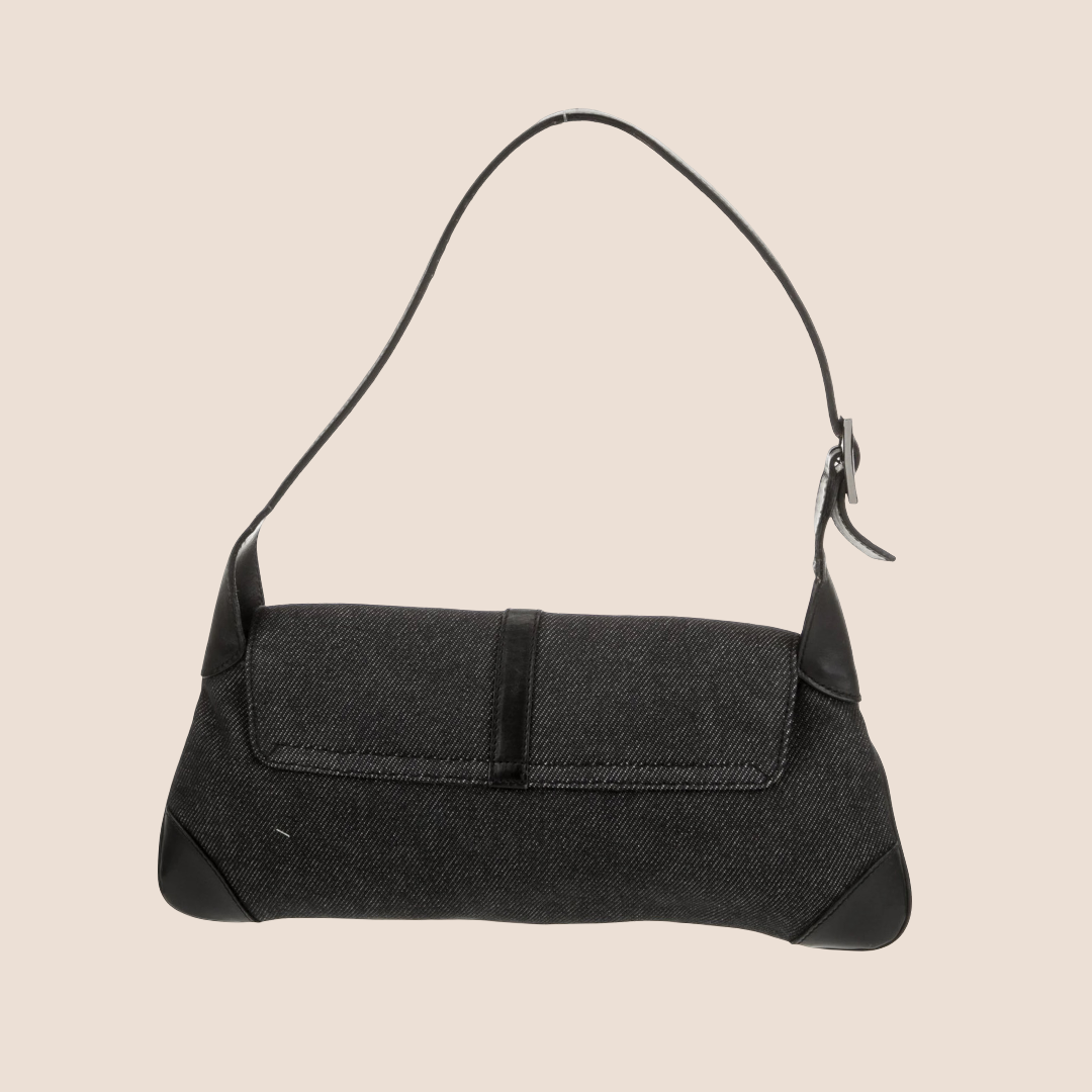 GUCCI BLACK DENIM CANVAS JACKIE SHOULDER BAG