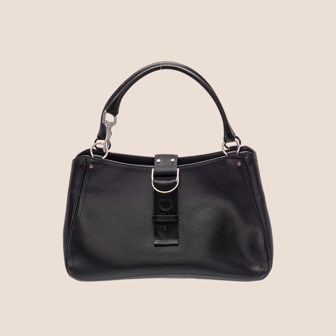 CHRISTIAN DIOR 2003 BLACK CRYSTAL EMBELLISHED TOTE BAG