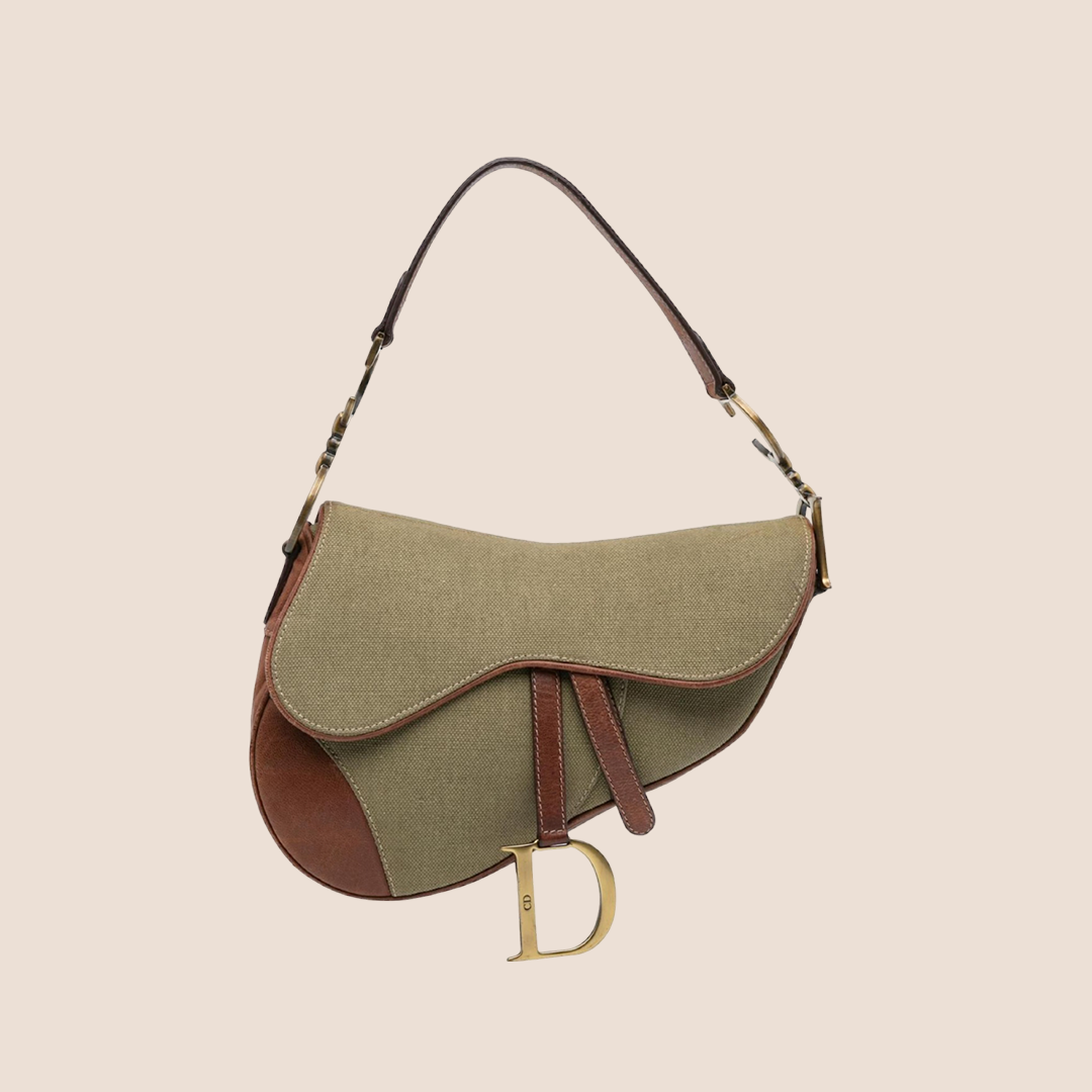 CHRISTIAN DIOR 2003 KHAKI & BROWN SADDLE BAG – RDB