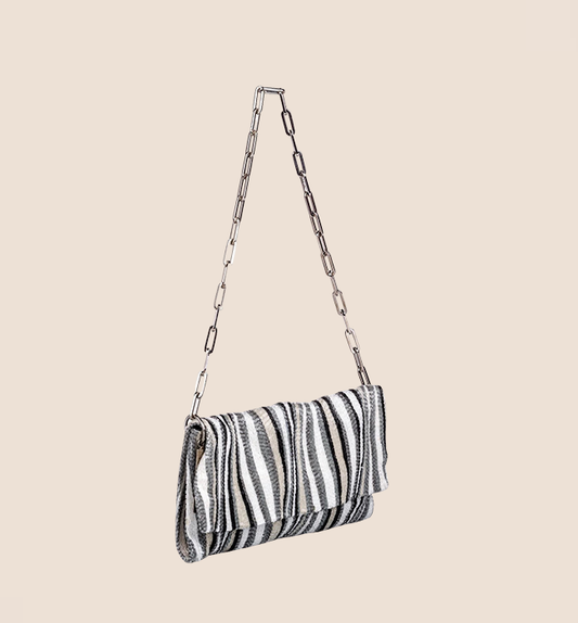 GUCCI 2000 WHITE SEQUINED CHAIN BAGUETTE BAG