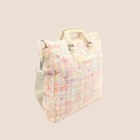 CHANEL MULTICOLOR CANVAS CLOVER TOTE BAG