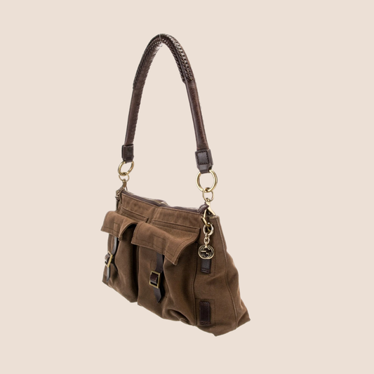 GUCCI BROWN UTILITARIAN SHOULDER BAG