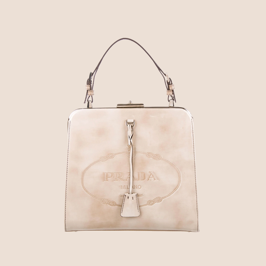 PRADA 2005 BEIGE SPAZOLATTO TOP HANDLE BAG