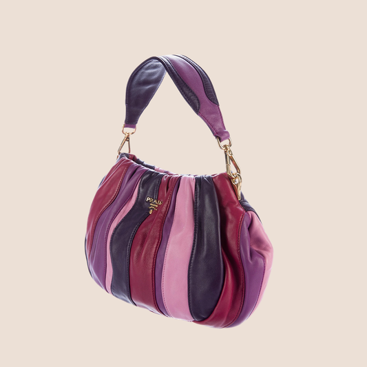 PRADA 2000 PINK & PURPLE NAPPA LEATHER WAVES CROSSBODY BAG