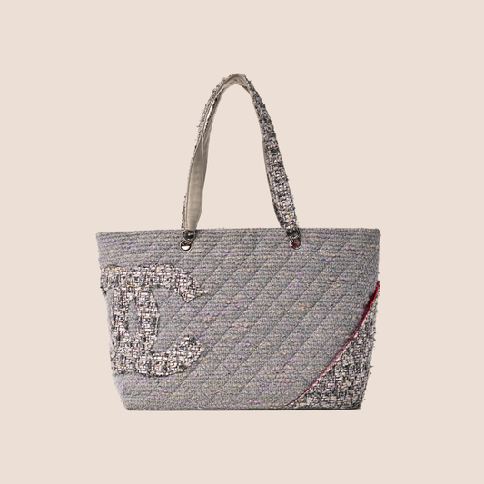 CHANEL TWEED QUILTED TWEED CAMBON TOTE