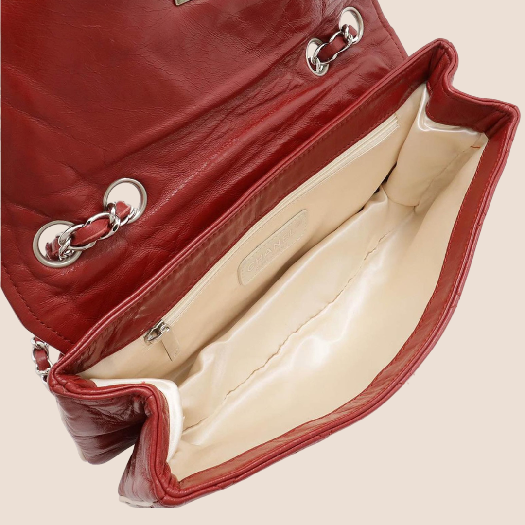 CHANEL BURGUNDY RED REISSUE 2.55 EAST WEST FLAP BAG