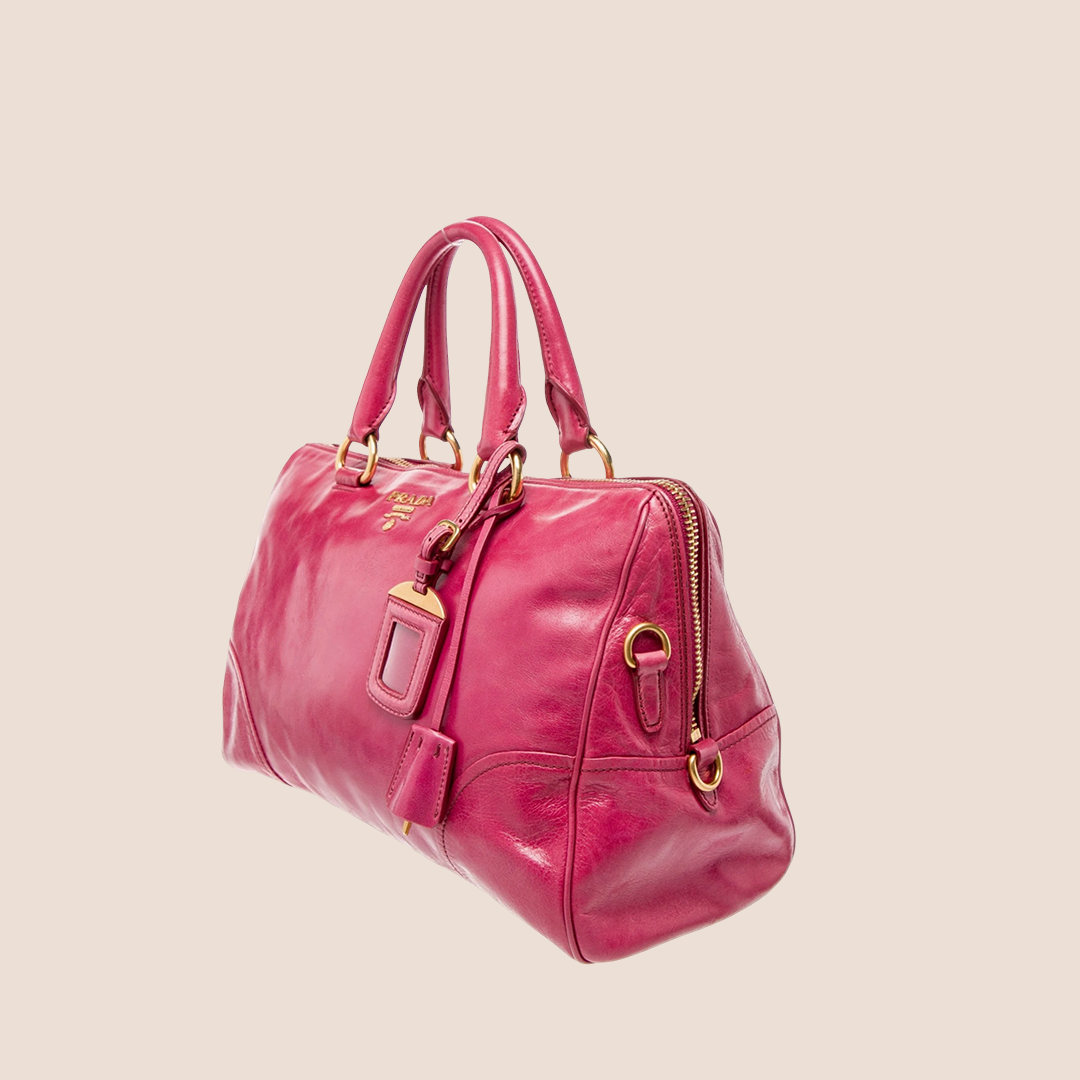 PRADA 2000 PINK VITELLO SHINE BAULETTO BAG