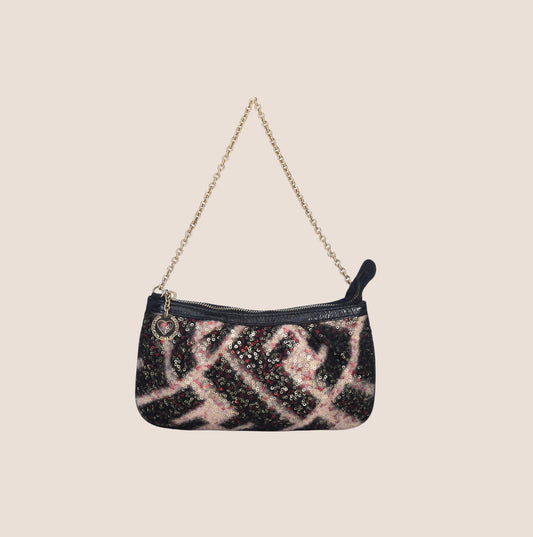 FENDI MULTICOLOR SEQUINED CHAIN POCHETTE BAG