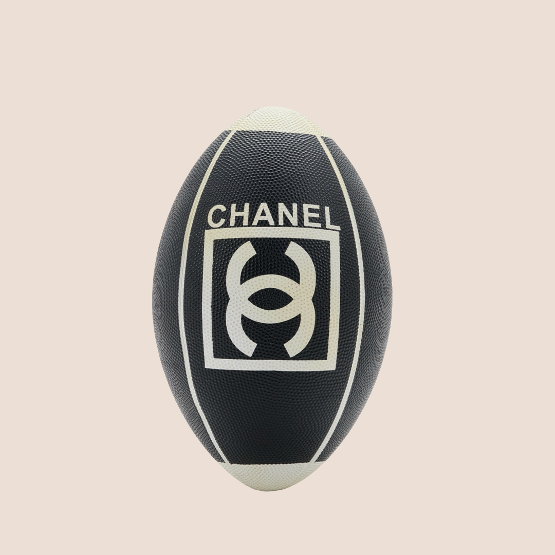 CHANEL 2007 BLACK & WHITE RUBBER RUGBY BALL