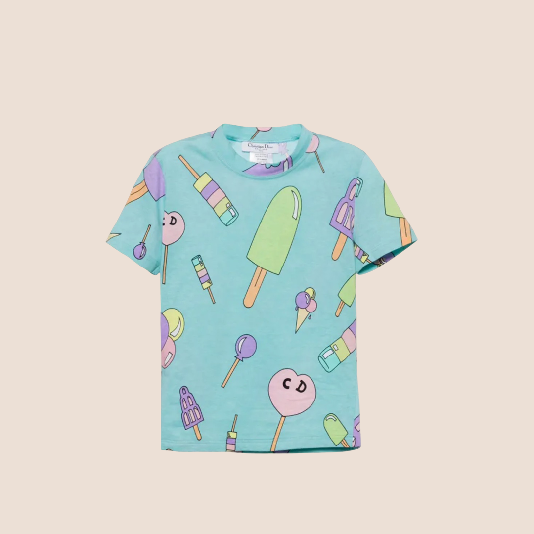CHRISTIAN DIOR 2002 ICE CREAM PRINT T-SHIRT