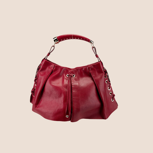 YVES SAINT LAURENT RED LEATHER TOP HANDLE BAG