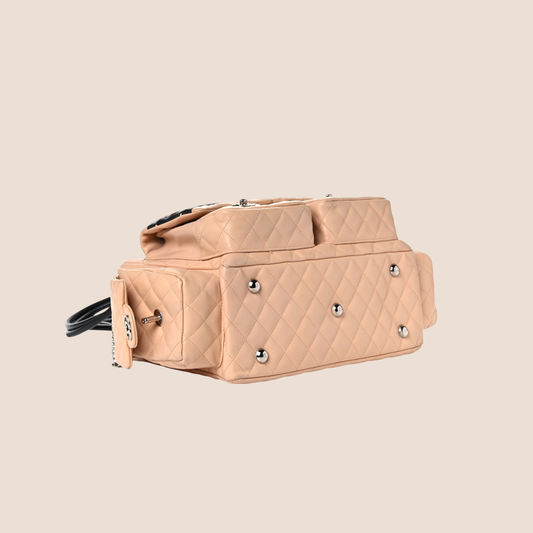 CHANEL BEIGE QUILTED CAMBON MULTIPOCKET REPORTER BAG