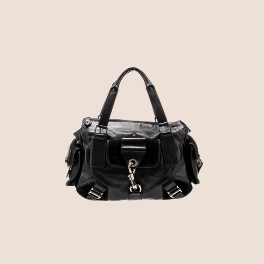 CHRISTIAN DIOR 2006 BLACK SUEDE REBELLE HOBO BAG