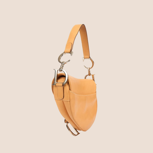 CHRISTIAN DIOR APRICOT LEATHER SADDLE BAG