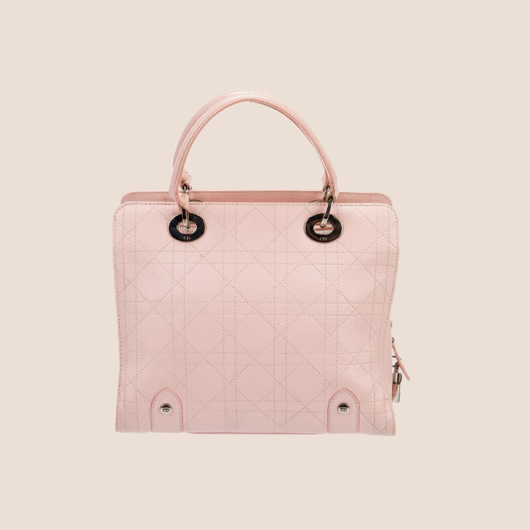 CHRISTIAN DIOR PINK LEATHER CANNAGE LADY DIOR HANDBAG