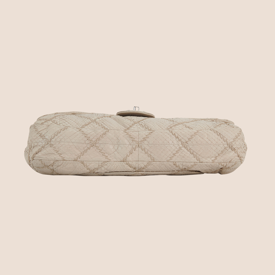 CHANEL BEIGE PYTHON ULTIMATE STITCH EAST WEST FLAP BAG