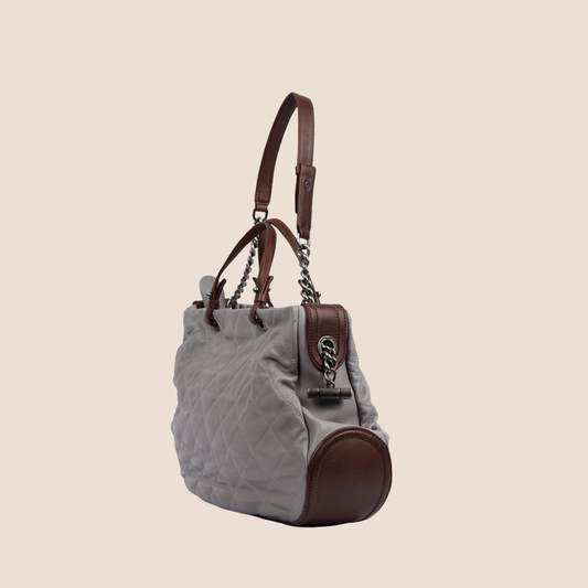 CHANEL CC GREY COUNTRY CHIC TWO-WAY SATCHEL BAG