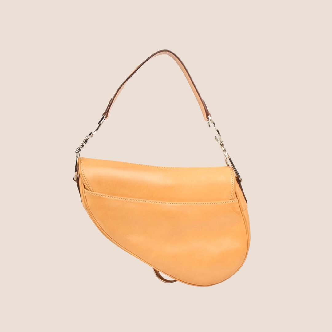 CHRISTIAN DIOR APRICOT LEATHER SADDLE BAG