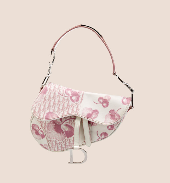CHRISTIAN DIOR 2004 GIRLY PINK CHERRY BLOSSOM SADDLE BAG