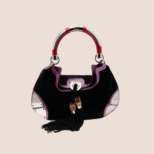 GUCCI 2000 SUEDE MULTICOLOR BABOUSKA INDY HOBO BAG