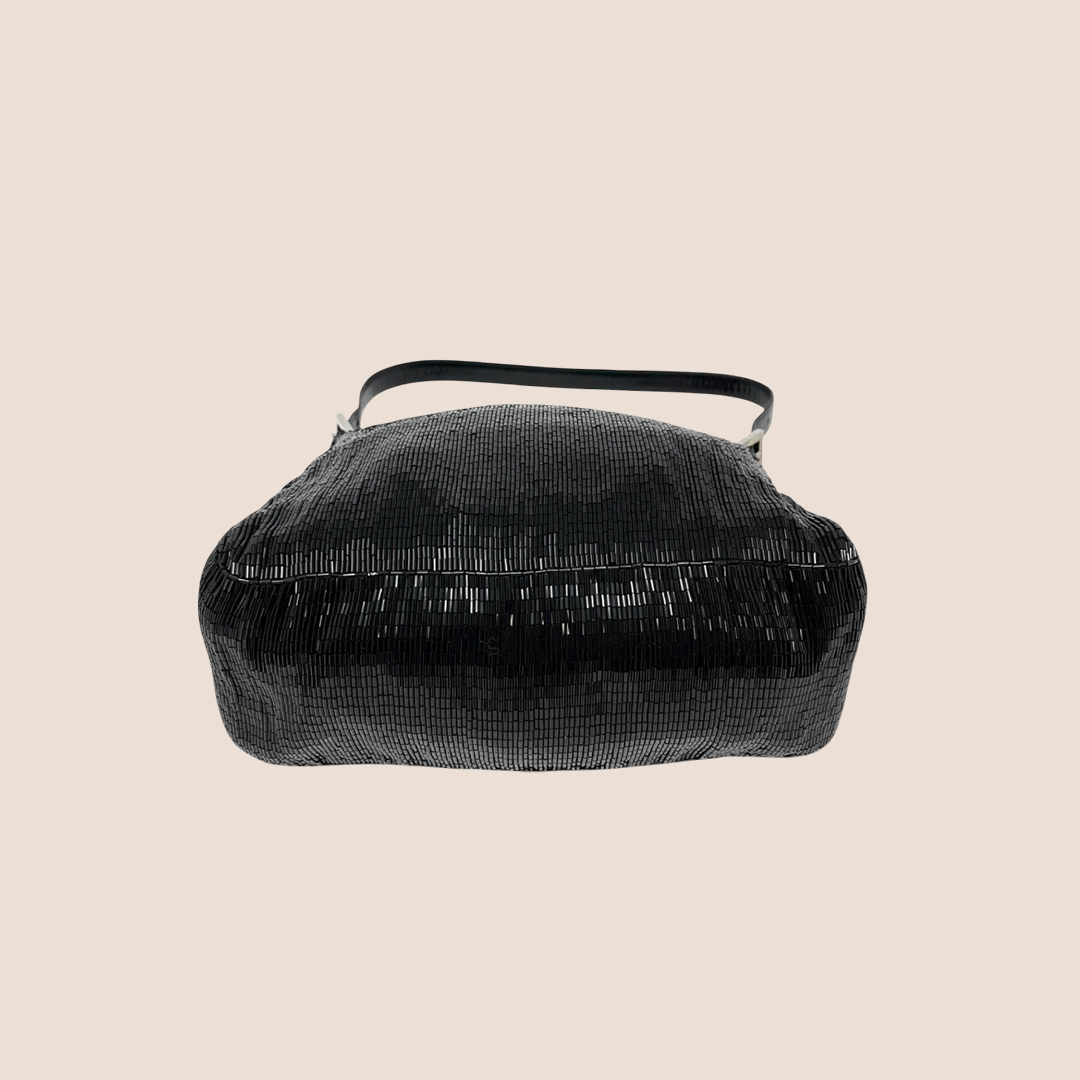 FENDI 2000 BLACK BEADED MAMMA BAGUETTE BAG