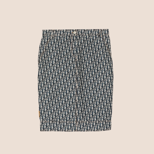 CHRISTIAN DIOR 2005 OBLIQUE NAVY PENCIL SKIRT