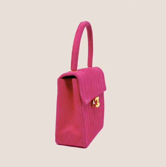 CHANEL 1997 HOT PINK SUEDE TOP HANDLE BAG