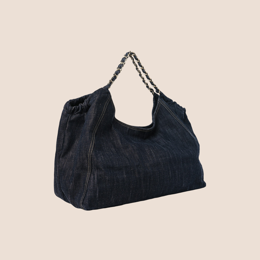 CHANEL BLUE DENIM XL COCO CABAS TOTE BAG