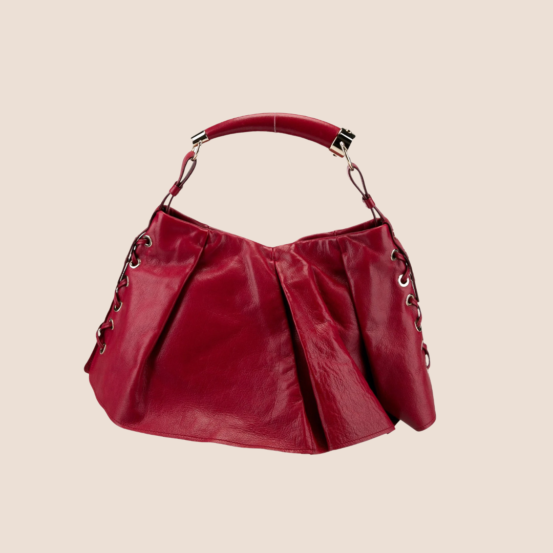 YVES SAINT LAURENT RED LEATHER TOP HANDLE BAG