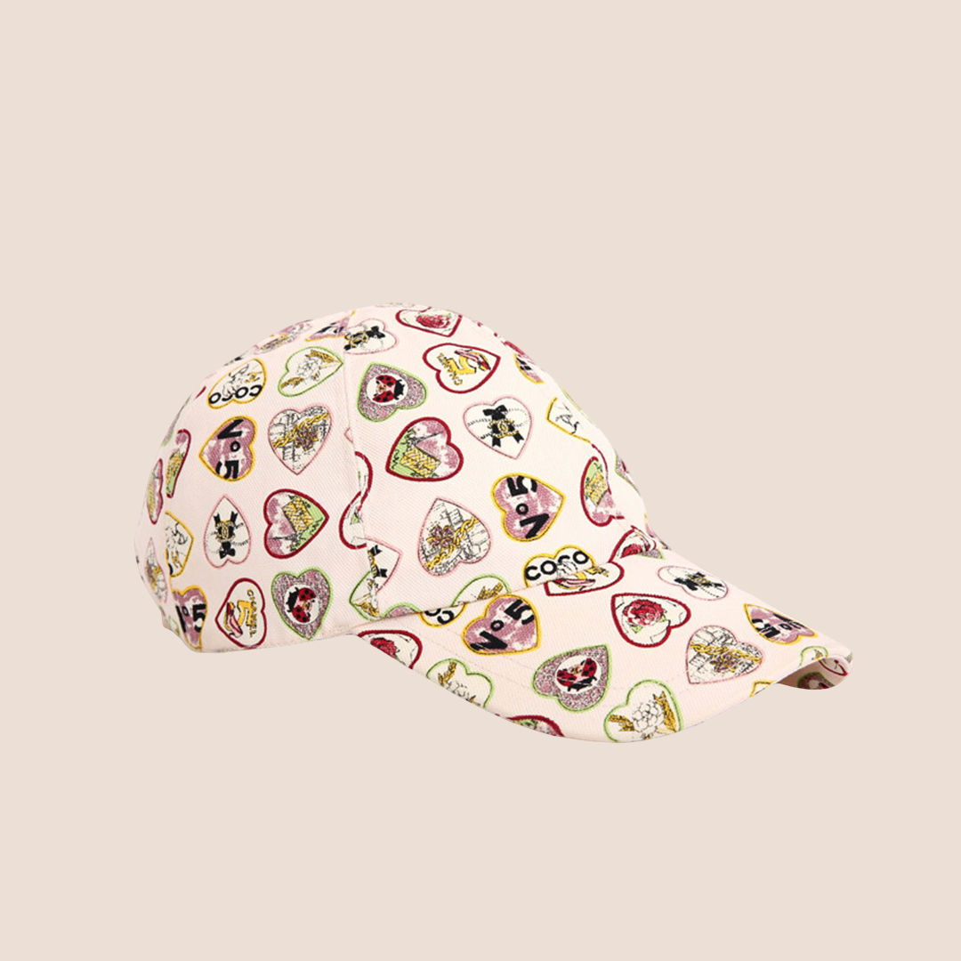 CHANEL 2006 PINK VALENTINES HEARTS PRINT CAP