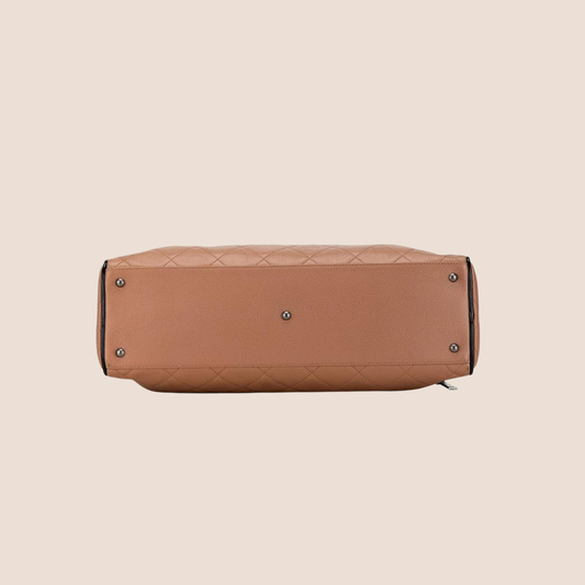 CHANEL BEIGE QUILTED CAVIAR BOWLER BAG