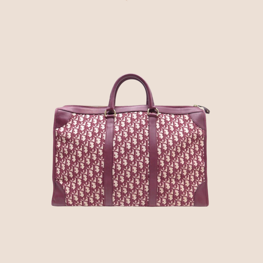 CHRISTIAN DIOR 1990 BURGUNDY TROTTER WEEKENDER TRAVEL BAG