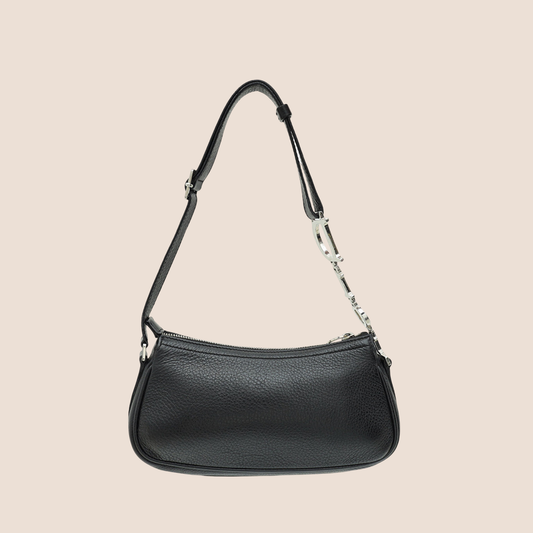 CHRISTIAN DIOR 2000 LOGO CHAIN BLACK LEATHER MINI SHOULDER BAG