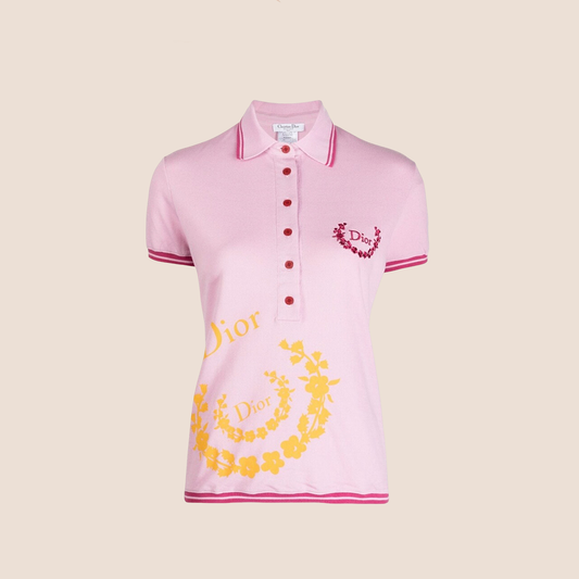 CHRISTIAN DIOR 2004 PINK LOGO POLO SHIRT