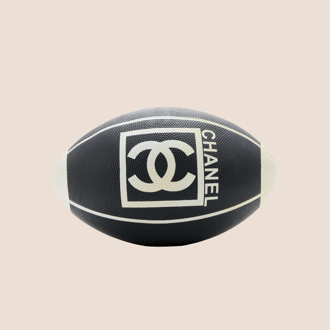 CHANEL 2007 BLACK & WHITE RUBBER RUGBY BALL