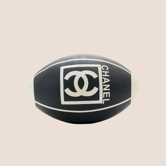 CHANEL 2007 BLACK & WHITE RUBBER RUGBY BALL