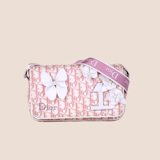 CHRISTIAN DIOR 2004 GIRLY PINK FLORAL No.1 CROSSBODY FLAP BAG