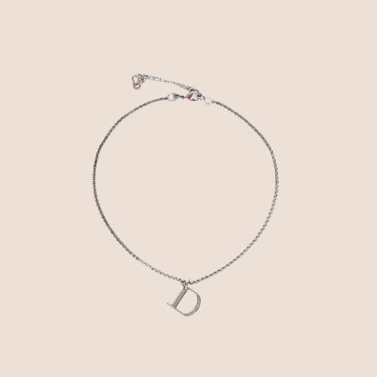 CHRISTIAN DIOR 2000 CRYSTAL "D" CHARM NECKLACE