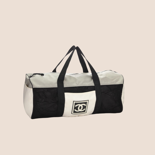 CHANEL 1990 SPORT GREY & BLACK MESH DUFFLE BAG