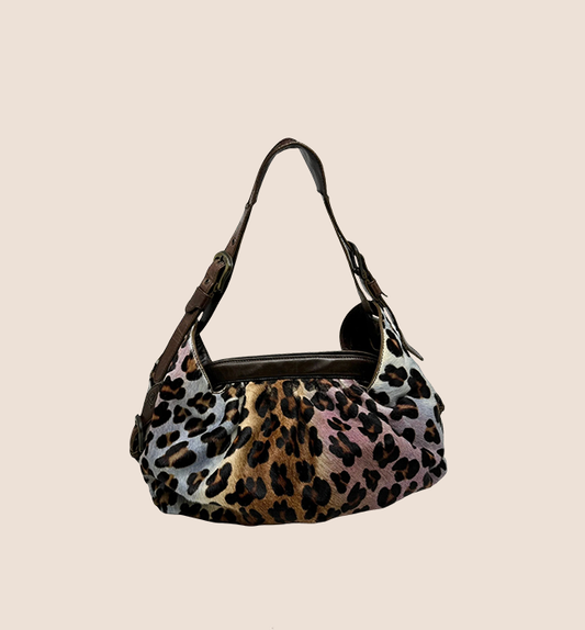 FENDI 2000 MULTICOLOR CHEETAH PRINT HOBO BAG