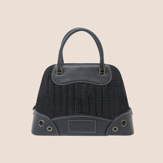 CHRISTIAN DIOR BLACK LEATHER CADILLAC MONTAIGNE TOTE BAG