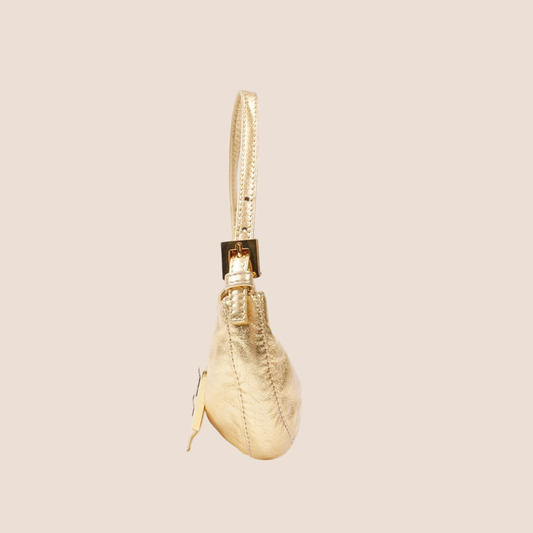 FENDI 2000 GOLD CRYSTAL FF LOGO MINI CROISSANT BAG