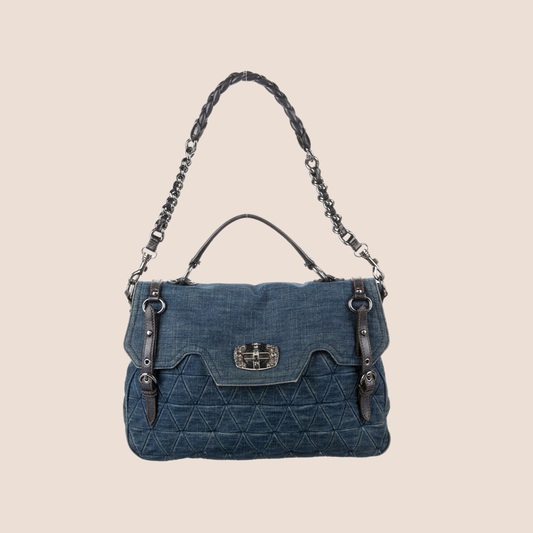 MIU MIU 2000 BLUE DENIM SHOULDER BAG