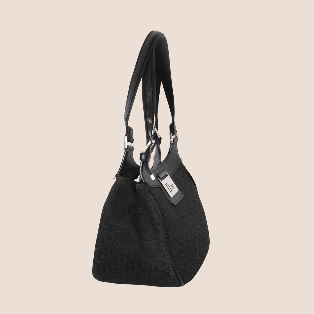 CHRISTIAN DIOR 2005 BLACK STREET CHIC DIORISSIMO TOTE BAG