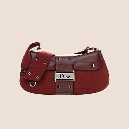 CHRISTIAN DIOR 2005 BURGUNDY LEATHER STREET CHIC COLUMBUS BAG