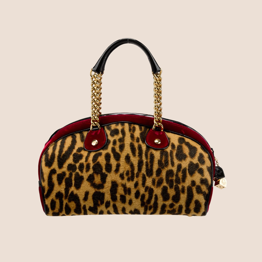 CHRISTIAN DIOR 2004 LEOPARD VELVET GAMBLER DICE BAG